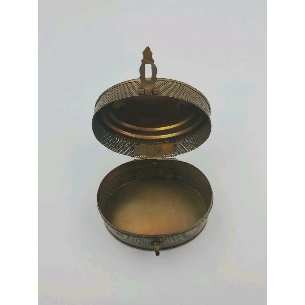 Vintage‎ Indian Handcrafted Brass Jali Cut Box Trinket Storage Stash Decorative